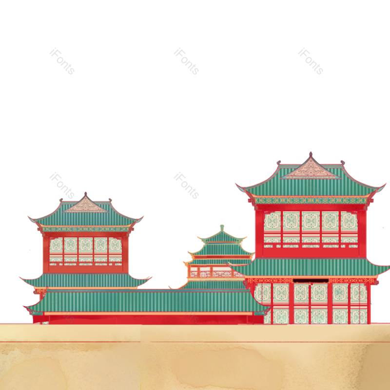 插画图片,古代建筑元素,古建筑PNG,免抠素材